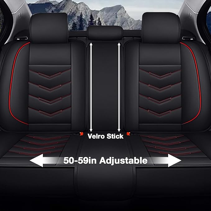MVRVMV 5-Seat Car Seat Covers for Ford Explorer 2012-2026, Waterproof Non-Slip Wear-Resistant Leather Seat Cover (5 Seat Standard, Black-Red)