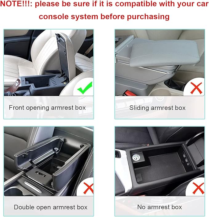x xotic tech Center Console Cover Cushion Pad, Universal Waterproof Leather Armrest Seat Box Cover Protector Auto Interior Accessories for Most Cars, SUV, Truck 7.8" x 12" (Black)