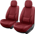 SCOMEE Red Leather Car Seat Covers Front Seat Breathable Seat Protectors Waterproof Automotive Seat Covers Universal Fit for Most Cars SUVs Trucks Vehicles