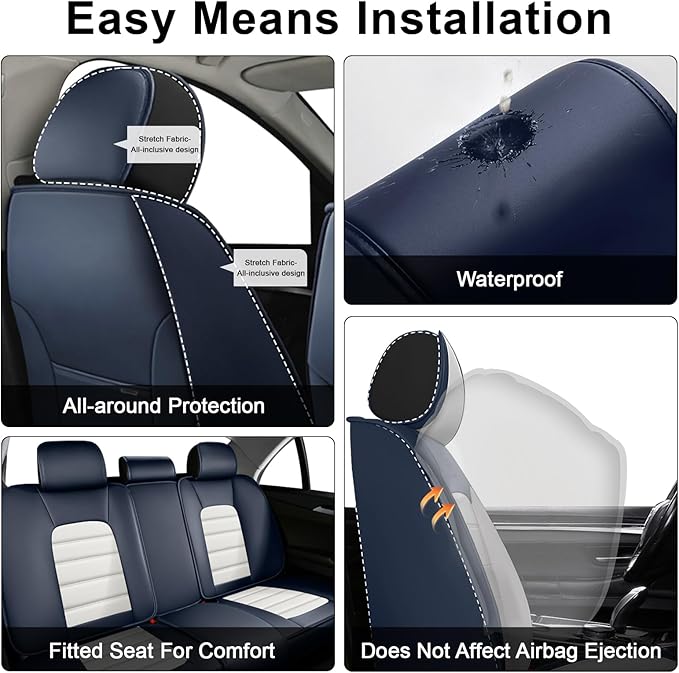 AREKA 2 Seat Covers for Honda Accord 2003-2026 Breathable Car Seat Covers,Anti-Slip Waterproof Car Seat Protectors with Airbag,Automotive Vehicle Cushion with Storage Pockets (Standard,Blue)