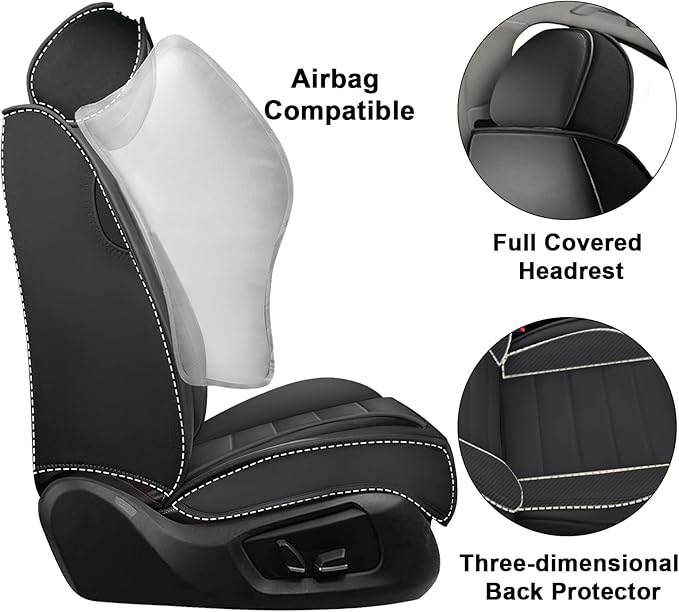 AREKA 2 Seat Covers for Honda Accord 2003-2026 Breathable Car Seat Covers,Anti-Slip Waterproof Car Seat Protectors with Airbag,Automotive Vehicle Cushion with Storage Pockets (Standard,Black)