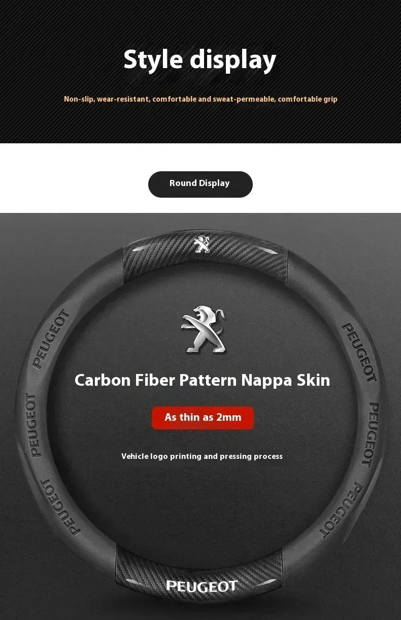 Peugeot Carbon Fiber Leather Steering Wheel Cover